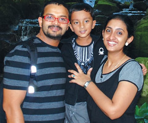 Jayasurya and Saritha with the child.