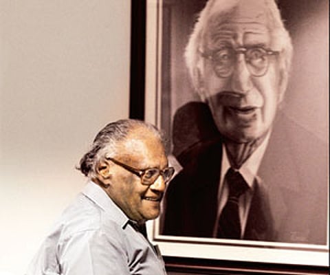Professor CNR Rao after addressing the media to announce the awards for scientists on Friday