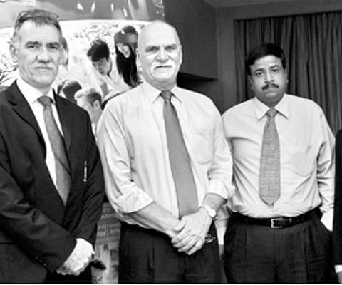 Stephen Naylor, Det Fischer, Ramakrishnan (auditor) and Suman Subbiah of JCUS at the announcement of scholarships