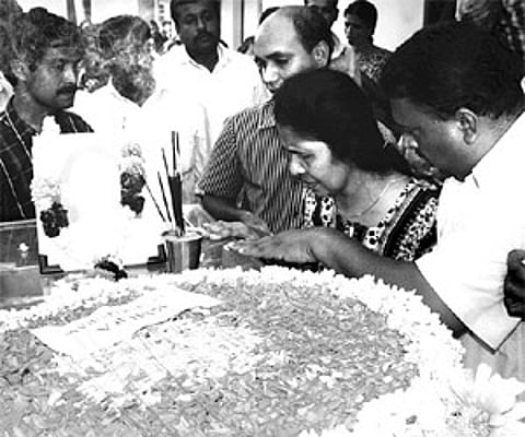 Omana Kunjamma, mother of Indu, breaking down before her body at her house at Kumarapuram in Thiruvananthapuram on Friday I Express