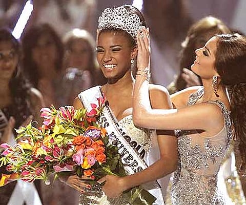 Miss Angola Leila Lopes wins the Miss Universe crown (AP Photo/Andre Penner).