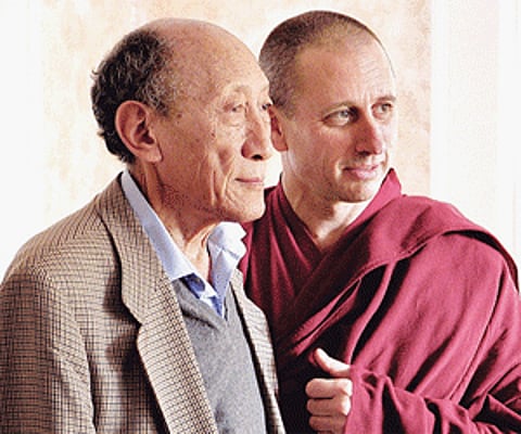 Nicholas Vreeland (right) his teacher, Rato Khyongla Rinpoche | Express Photo