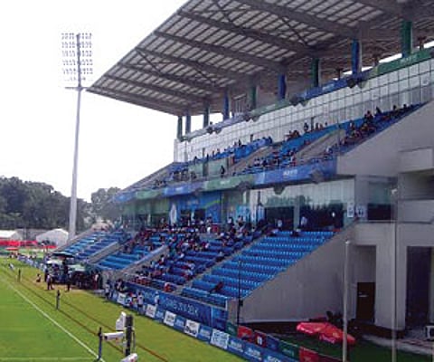 The Rugby Stadium, Delhi University, built for the CWG