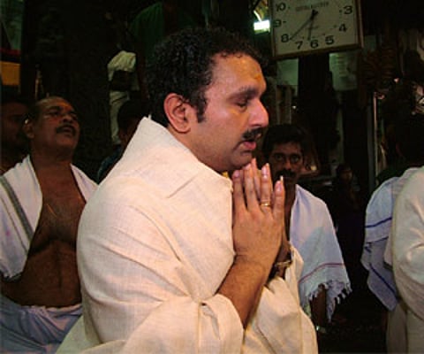 K Muraleedharan, praying at the Guruvayur Sree Krishna Temple- Express file photo