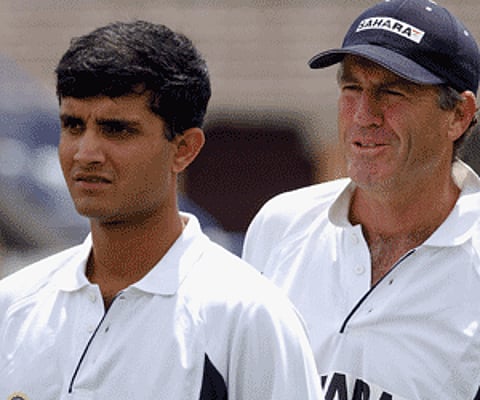 Former India coach John Wright and former Indian skipper Sourav Ganguly. (Photo: Getty Images)