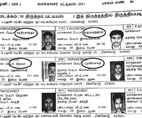 GENDER BLUNDER: A ‘corrected’ voter list of the Palani constituency showing female names and male photos | ENS