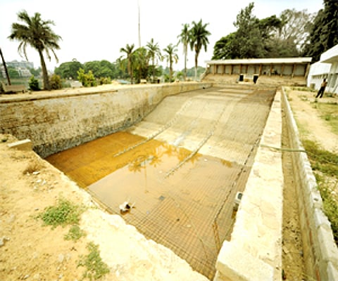 Swimming pool at Ulsoor has been closed for over five years for upgradation and (right) the Sheshadripuram pool has been shut for seven years | Nagara