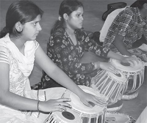 Participants at the instrumental music composition workshop in Shilparamam