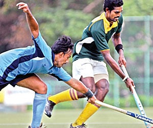 Action from the match between ICF & Southern Railway in Chennai on Thursday