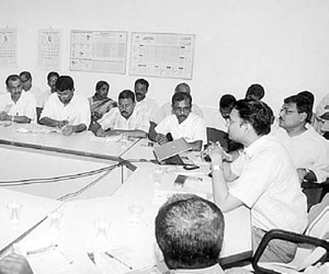 The representatives of the first batch of grama panchayats under the Phase II of Jalanidhi project at a review meeting in Thiruvananthapuram.