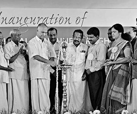 Industry Minister Elamaram Kareem inaugurating the Cochin International Freight Station at Kalamassery, Kochi, on Friday| Express Photo.