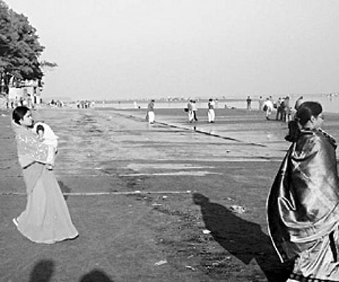 Visitors at the Dagara beach in Balasore.