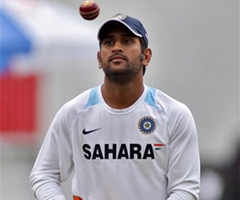 India's captain Mahendra Singh Dhoni juggles the ball during a Indian training session at the Kingsmead in Durban. (Photo: AP)
