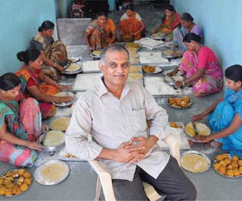 Hiren Jhaveri with some of his employees