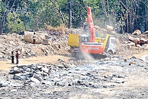 A stone quarry located at Kattachal Araganadu in Nagercoil