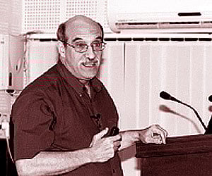 Nobel laureate Martin Chalfie speaking at the Department of Bioinformatics, University of Kerala, in Thiruvananthapuram on Thursday | Express Photo