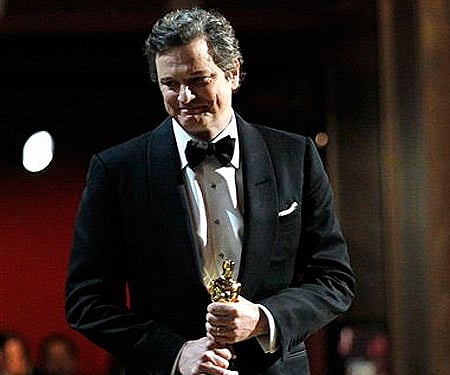 Colin Firth accepts the Oscar for best performance by an actor in a leading role for 'The King's Speech' (AP Photo/Chris Carlson).