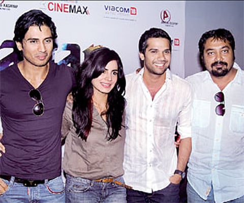 Shiv Pandit, Kirti Kulhari, Neil Bhoopalam, and Anurag Kashyap at the promotion of Shaitan at Cinemax, New Bangalore Central