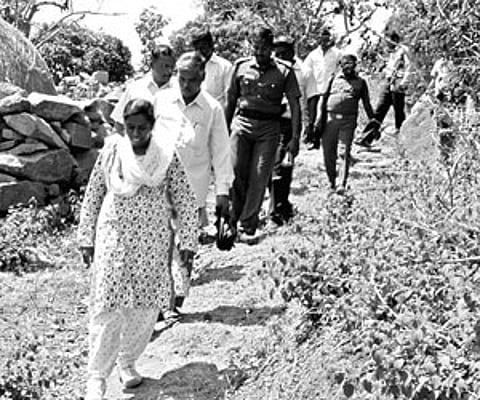 Namakkal Collector S Madhumathy and officials on way to Bodhamalai to inspect the polling centres