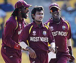 Devendra Bishoo took 3 wickets in his debut against England. (Photo: Getty Images)