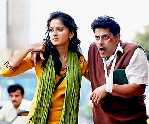A still from 'Nanna' featuring Anushka, who plays a lawyer and Vikram.