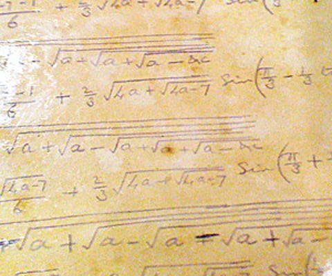 Manuscripts of mathematical genius Srinivasa Ramanujan, which will soon be digitised to make them accessible to more researchers, on display. (ENS)