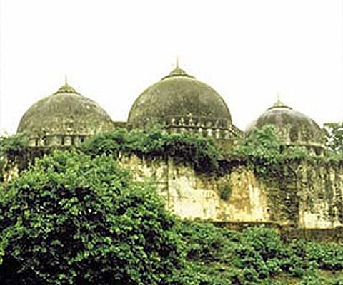 The Babri Masjid before demolition. (Image reproduced as per Wikipedia Commons licence)