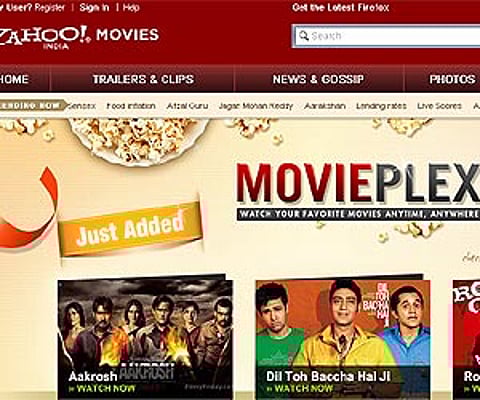 Screnshot of the Movieplex page of Yahoo! (Courtesy www.yahoo.com)