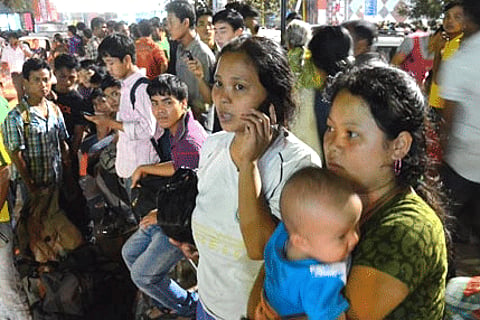 Fear-struck people from the North-East continued to flee the city for the second day on Thursday. Express Photo by Jithendra M.