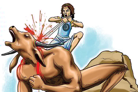 Theseus slays the Minotaur