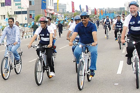 City’s first bicycle station launched at Gachibowli to curb pollution