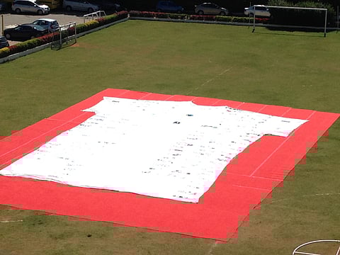 India's largest T-shirt - A Bird's Eye view @ Trio World School grounds, Bengaluru | EPS