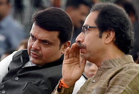 Maharashtra CM Devendra Fadnavis along with Shiv Sena President Uddhav Thackeray. (File/PTI)
