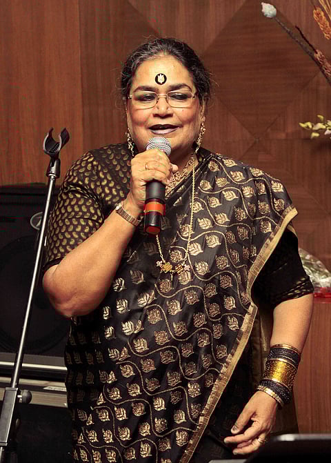 Film playback and pop singer Usha Uthup. | Express Photo by Martin Louis.