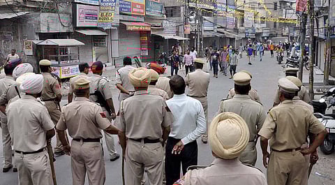Sikh group stage protest against alleged discretion of religious book in Jalandhar on October 19. | PTI