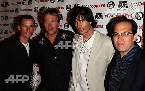 LOS ANGELES: Actors (L-R) Chance Michael Corbitt, Brooke McCarter, Billy Wirth and Jamison Newlander attend the A&E Premiere Of 'The Two Coreys' held at Sugar nightclub on July 27,2007 in Hollywood California. | AFP
