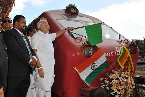 PM Modi Flags Off Train Service at Talaimannar in Sri Lanka