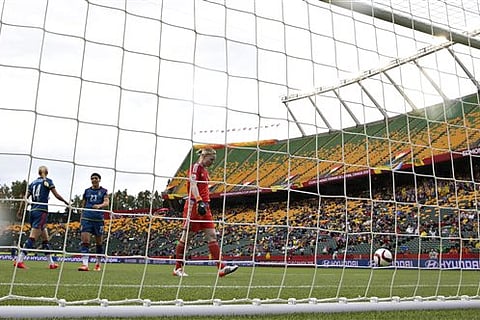 Sweden's Hedvig Lindahl (1), Amanda Ilestedt (14) and Elin Rubensson (23) react to a goal from Australia during the first half of a FIFA World Cup soccer match in Edmonton, Alberta, Canada. |AP