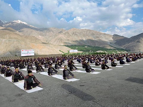 Rajpath Turns Yogpath as India Strikes a Meditative Pose