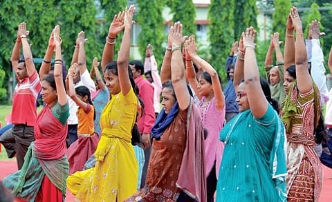Railway Employees Observe Yoga Day