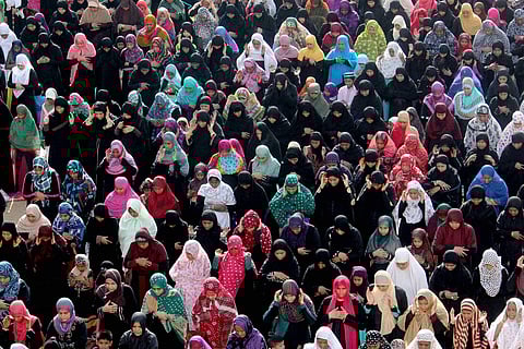 Chennai Muslim women offering prayers on the occasion of Eid-ul-Fitr in Chennai on Saturday. | PTI