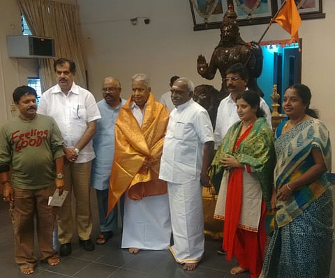 Visu, joined the BJP on Saturday in the presence of Union Minister Pon Radhakrishnan at party office at Chennai | EPS