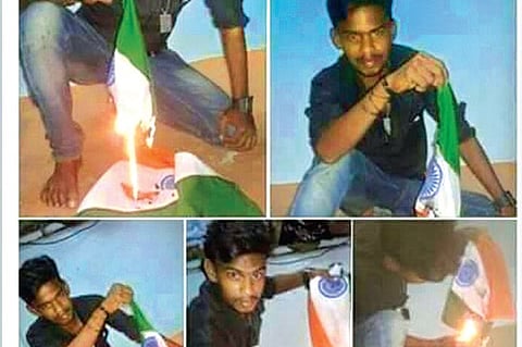 Pictures of Boy Burning Tricolour Go Viral