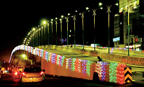 The Palarivattom flyover all lit up on the eve of inauguration | melton antony