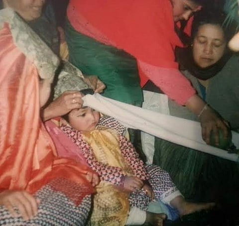 Swastika Pradhan being married to a wood apple.