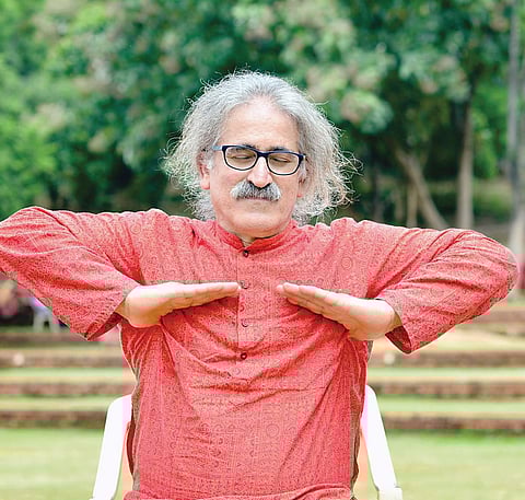 Youssef Majeed practicing yoga