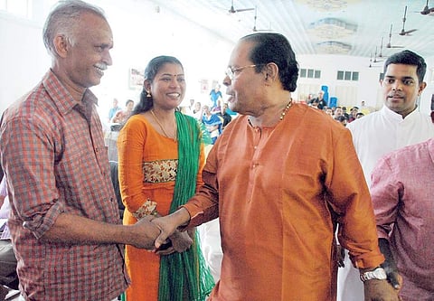 Innocent MP interacting with Sivan and Sruthi who had undergone tranplantation surgery at Lisie Hospital, Kochi, while on his visit to the hospital as part of its diamond jubilee celebrations | K Shij