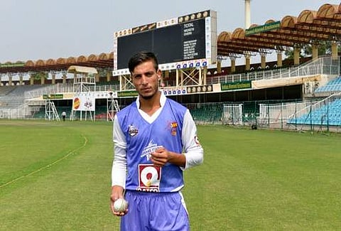 In this photograph taken on September 29, 2016, Pakistan under-19, fast bowler Yasir Jan, who plays for Lahore Qalandars T20 cricket team. | AFP