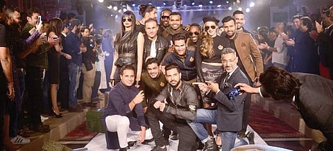 Yuvraj Singh with designers Shantanu & Nikhil and cricketers at the launch