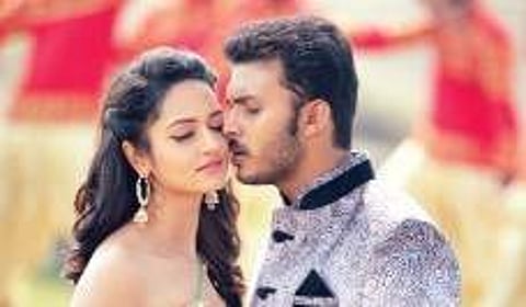 A still from Saheba starring Manoranjan and Shanvi Srivastava